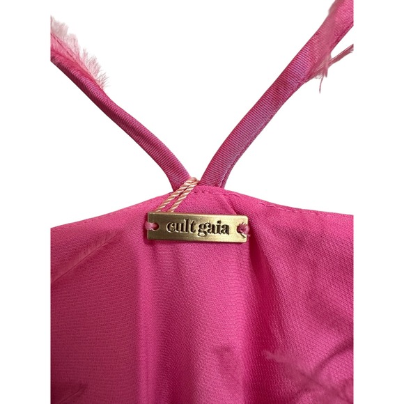 Cult Gaia Karosi Ostrich-Feather Satin Mini Dress size Large $518 NEW‎ - Picture 3 of 7